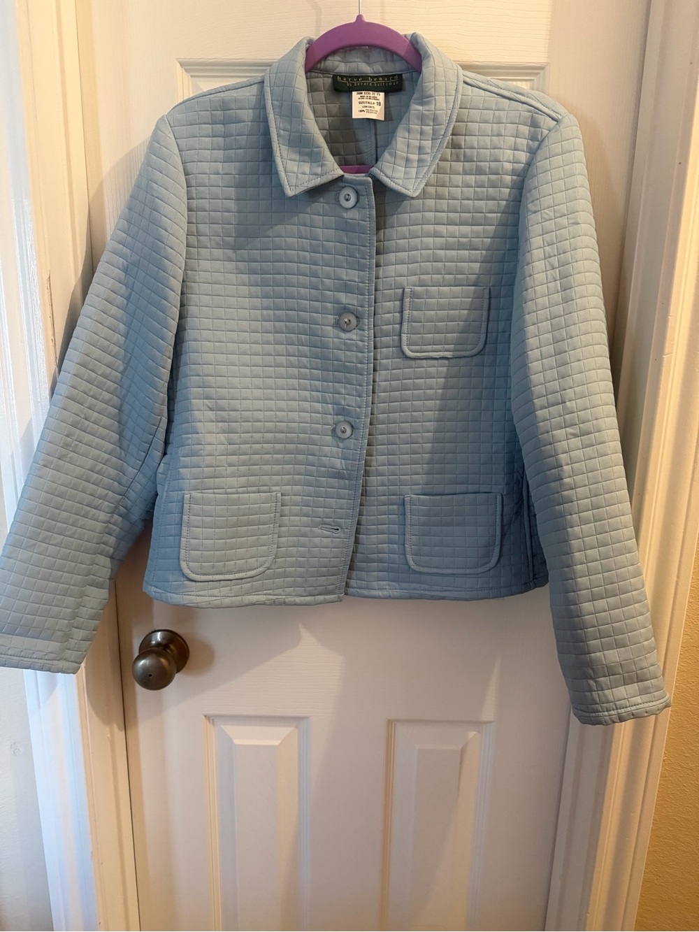 Harve Benard Light Blue Quilted Cropped Blazer